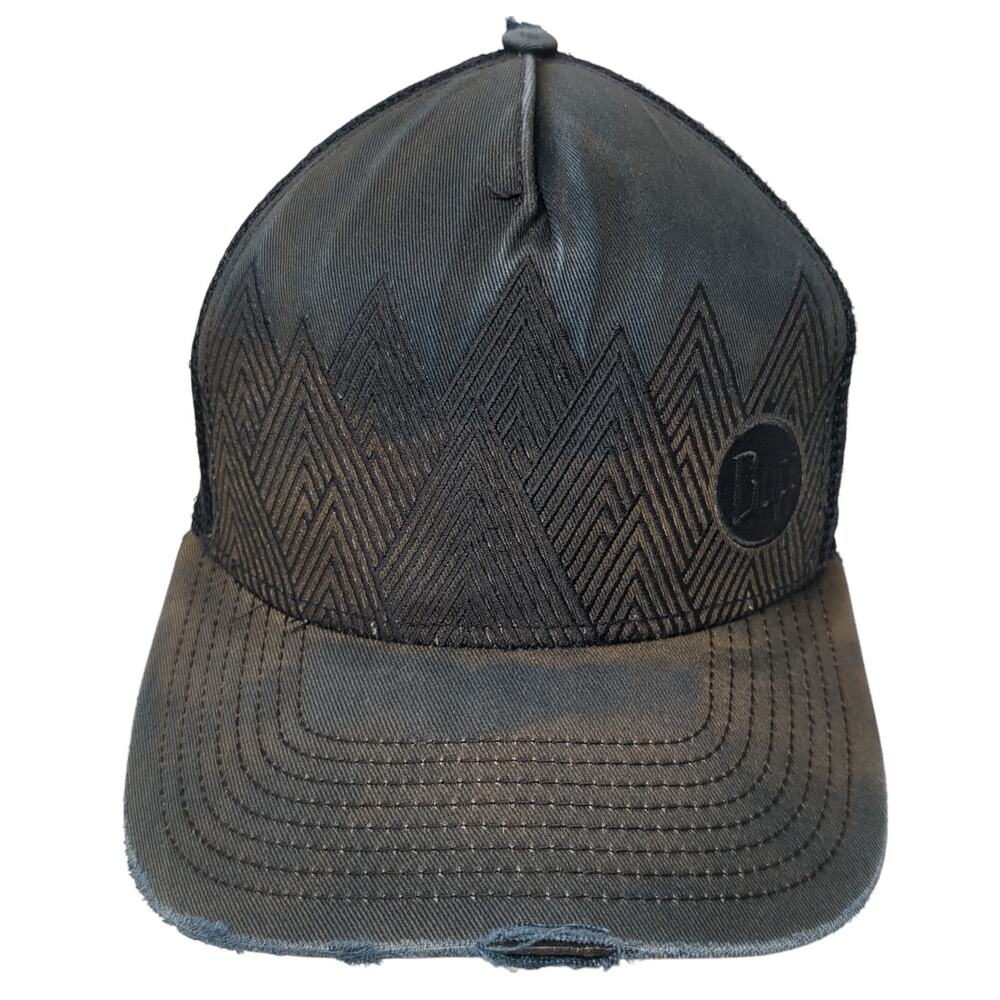 Buff Snapback Trucker Hat Blue One Size Adjustable Mesh Back Distressed